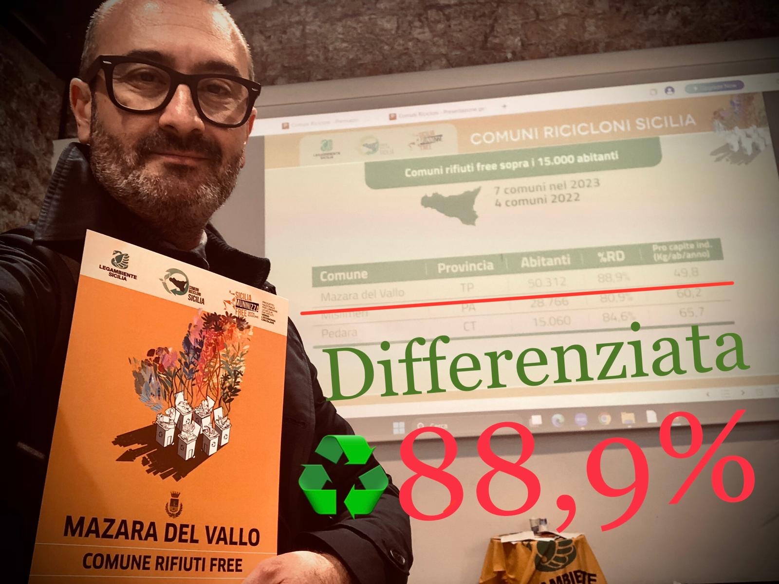  88,9% raccolta differenziata nel 2023 